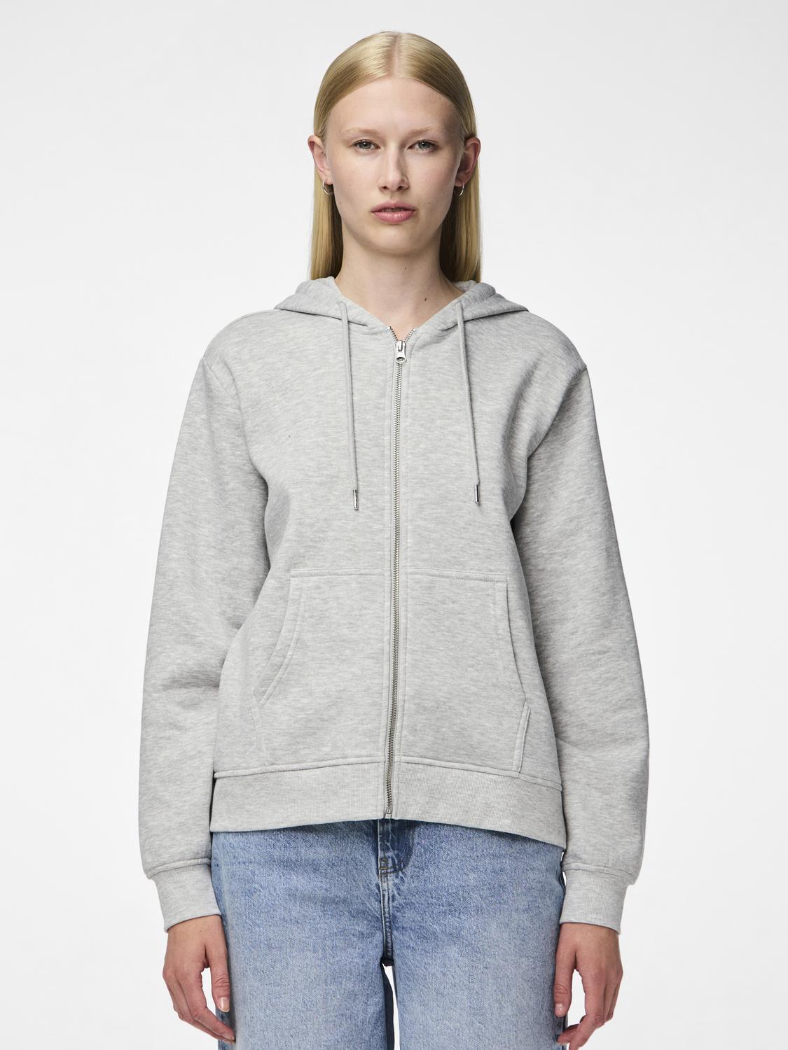 PCCHILLI Sweatshirt (lynlås) - Light Grey Melange