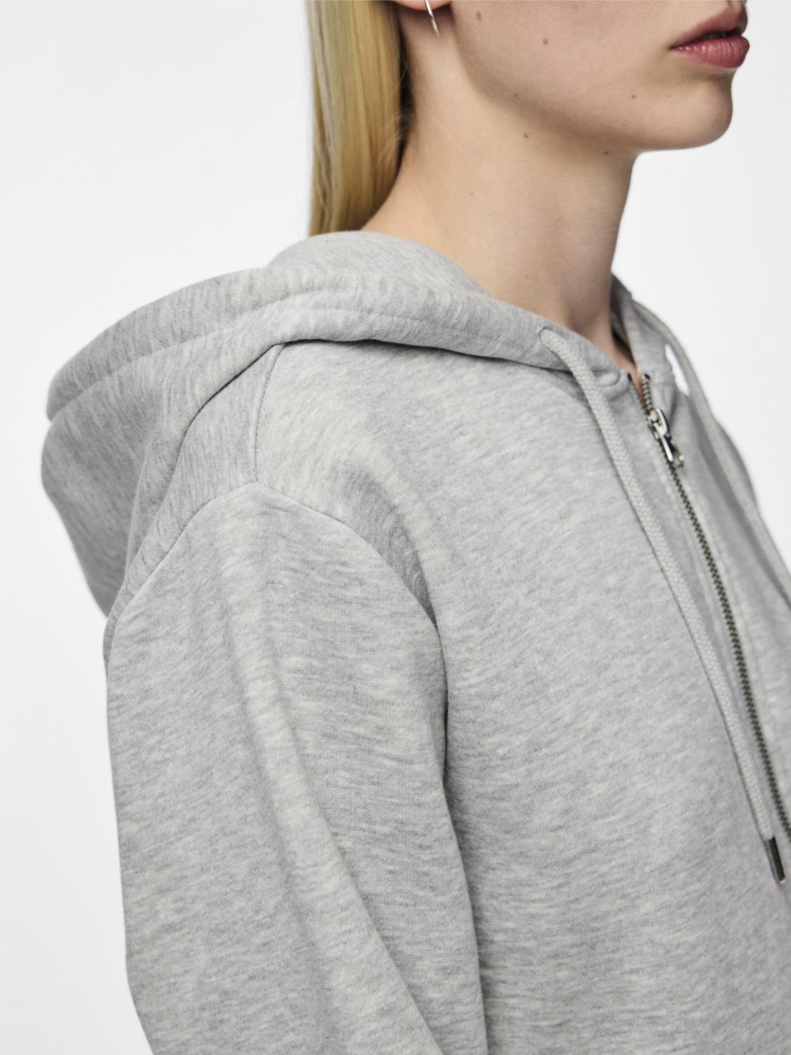 PCCHILLI Sweatshirt (lynlås) - Light Grey Melange