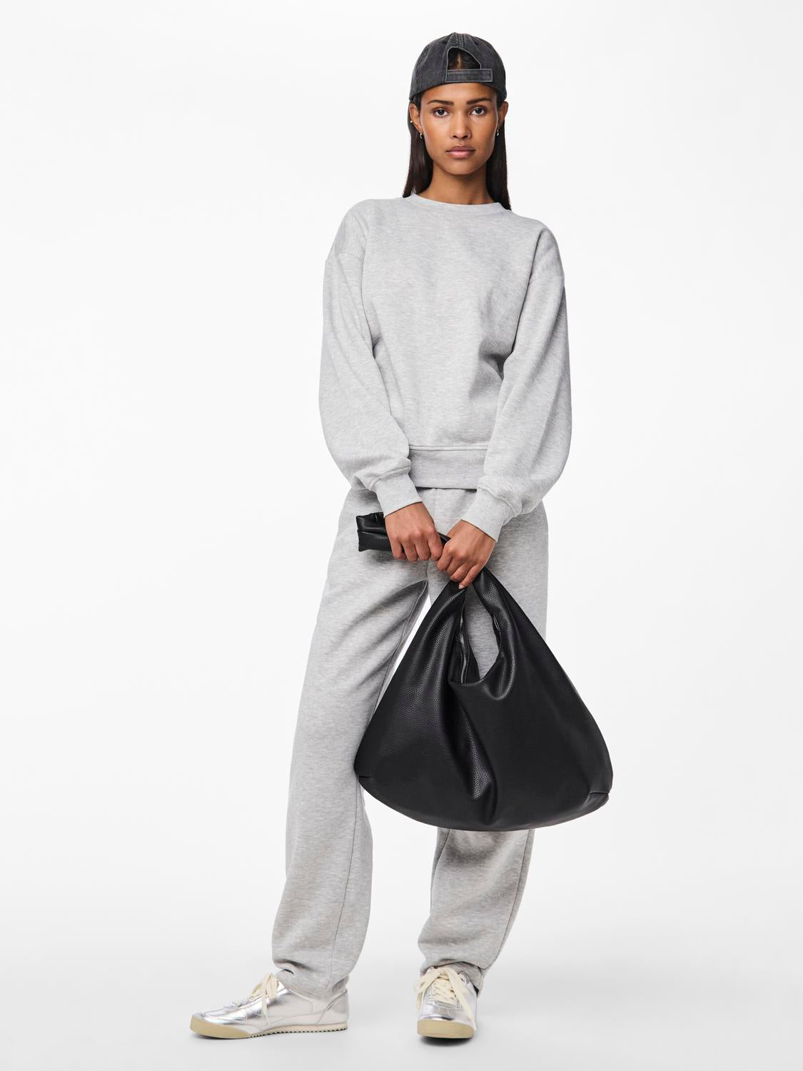 PCCHILLI straight Trousers - Light Grey Melange